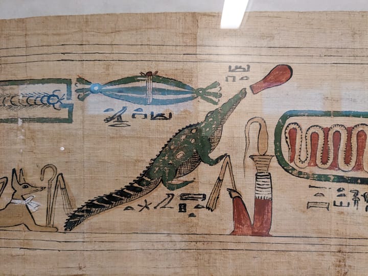 egyptian papyrus showing crocodile